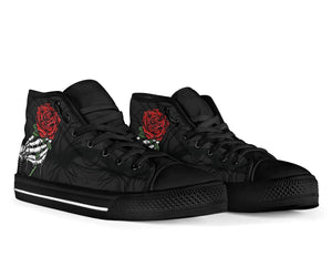Skull Hand and Rose High Top Shoe