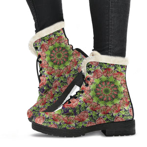 Watercolor Flowers - Fur Vegan Boots