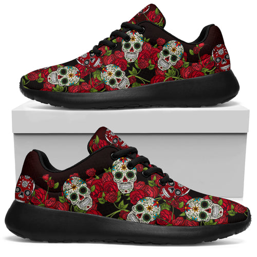 Awesome Skull And Roses Sport Sneakers - TrendifyCo