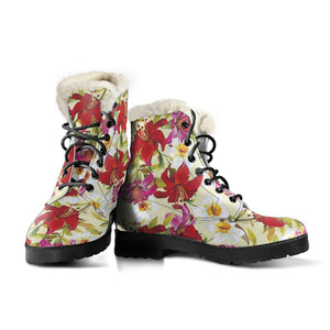 Floral - Fur Vegan Boots