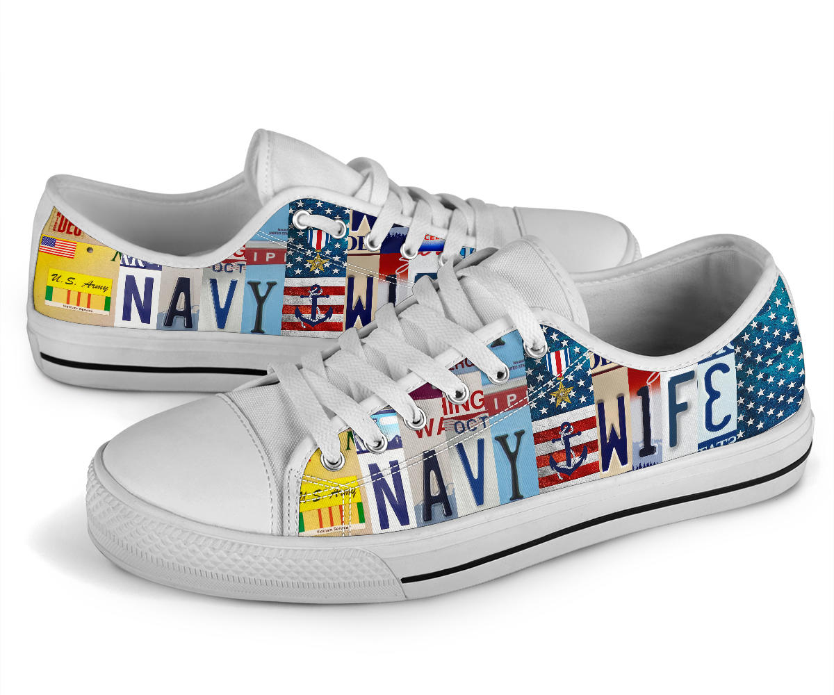 Navy Wife Custom Low Top Shoes
