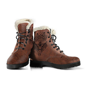 Boho Wolf Fur Leather Boots - TrendifyCo