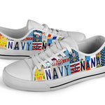 Navy Nana - License Plate Low Top