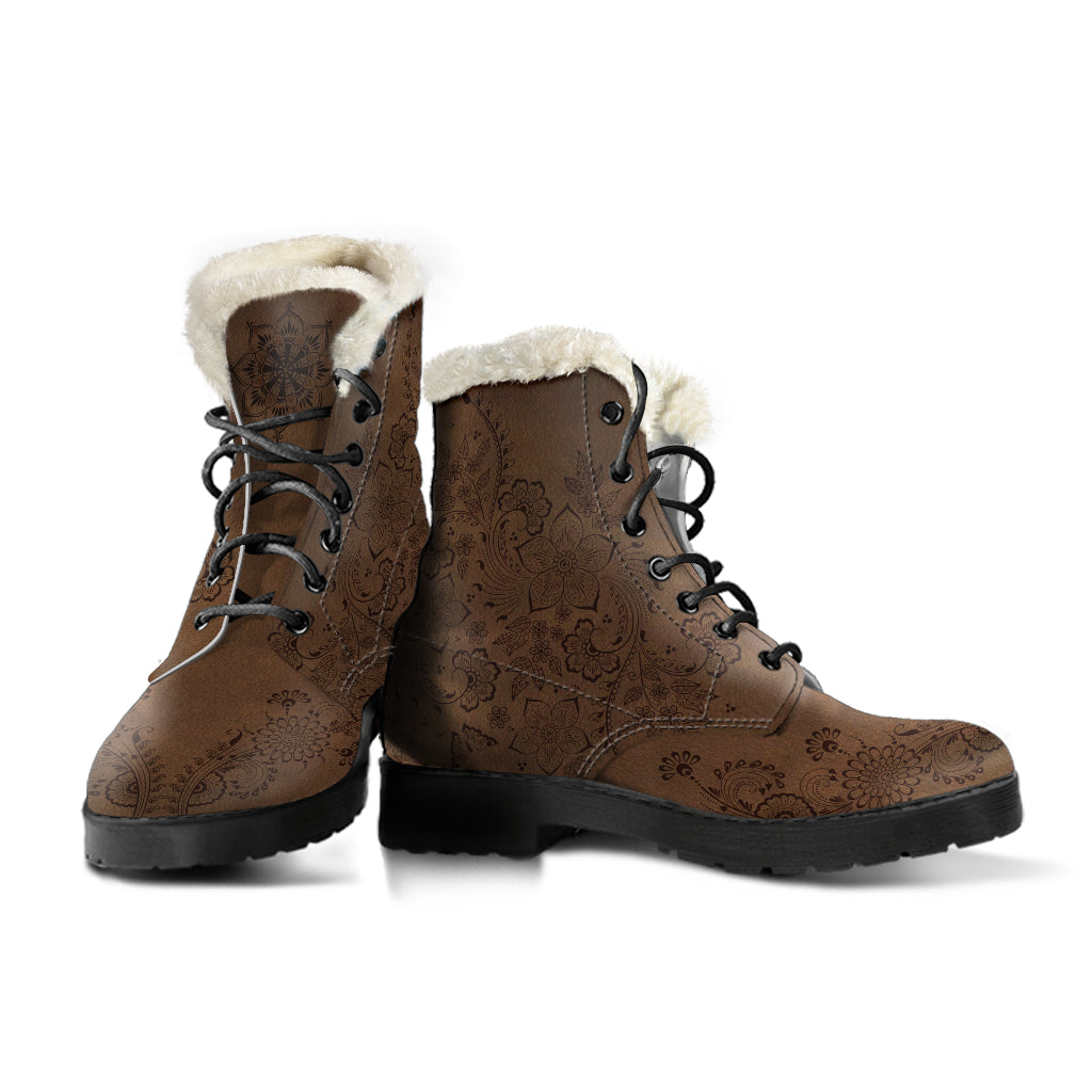 Henna Mehndi Faux fur Boots - TrendifyCo