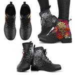 Skull and Roses Vegan Leather Boots