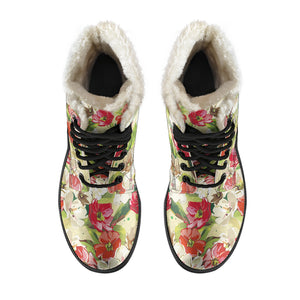 Colorful Flowers - Vegan Fur Boots