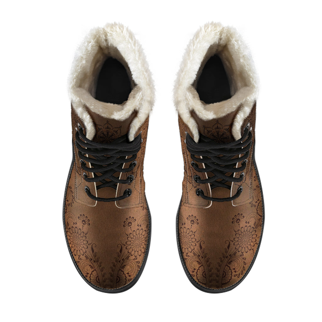 Henna Mehndi Faux fur Boots - TrendifyCo