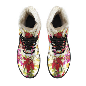 Floral - Fur Vegan Boots