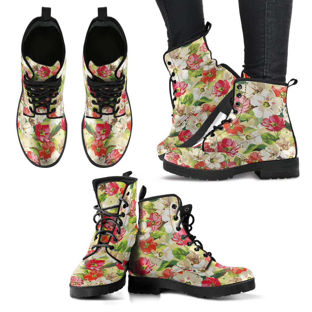 Colorful Flowers - Vegan Leather Boots