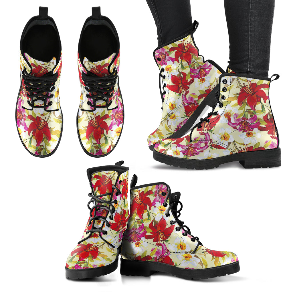 Floral - Vegan Leather Boots