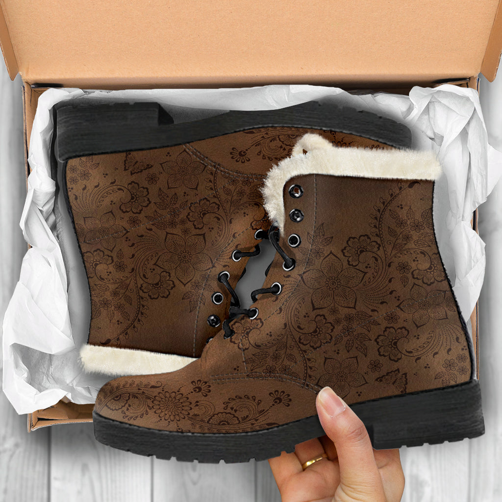 Henna Mehndi Faux fur Boots - TrendifyCo