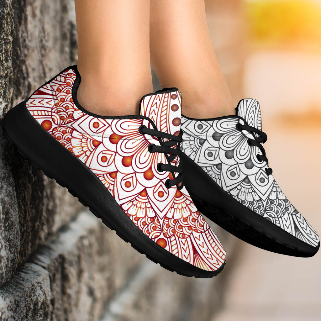 Black Red Mandala Sport Sneakers