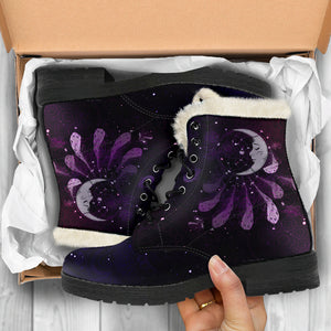 Dream Catcher Moon Faux Fur Boots - TrendifyCo