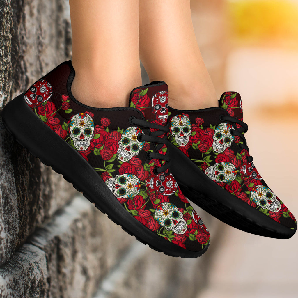 Awesome Skull And Roses Sport Sneakers - TrendifyCo