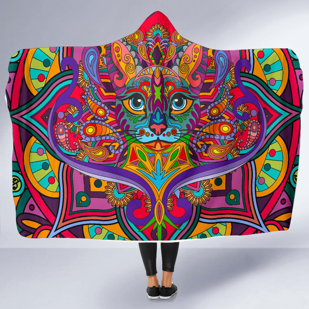 Spiritual Cat Hooded Blanket