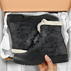 Grey Skull - Fur Leather Boots