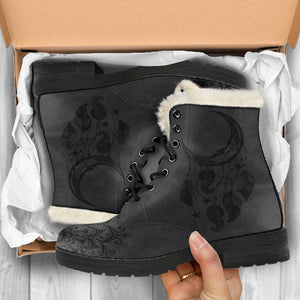 Moon Mandala - Fur Leather Boots