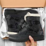 Skull Faux Fur Leather Boots