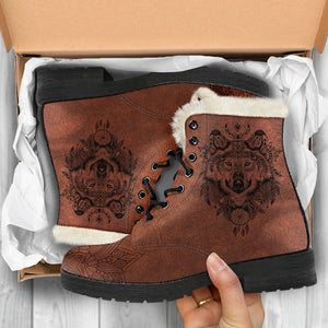 Boho Wolf Fur Leather Boots - TrendifyCo