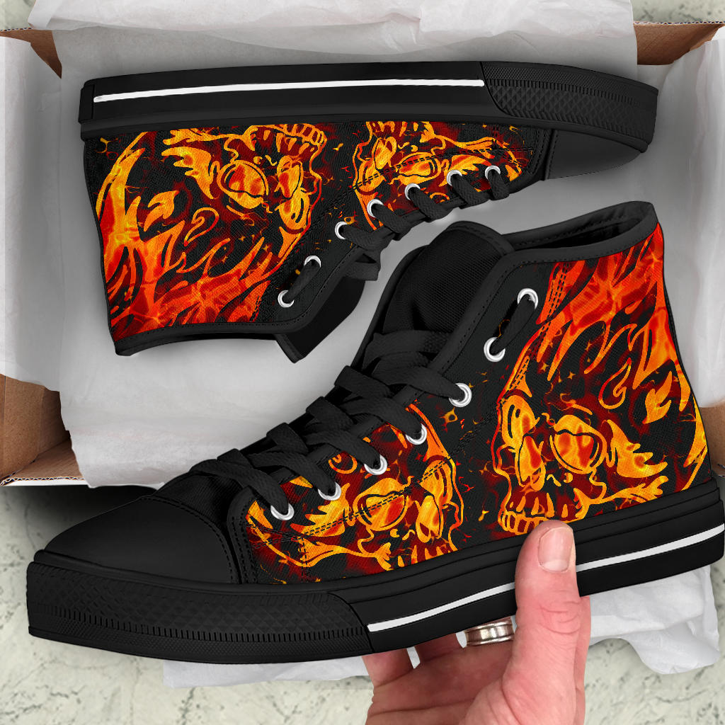 Flaming Skull High Top