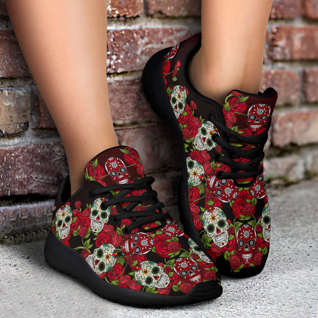 Awesome Skull And Roses Sport Sneakers - TrendifyCo