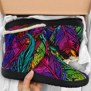 Colorful Feathers Cozy Winter Boots